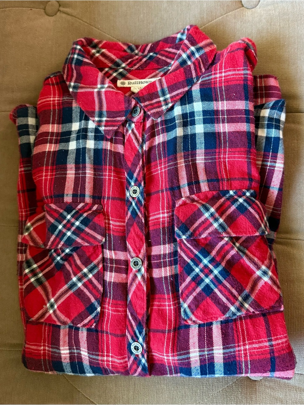 Ruff Hewn Red and Navy Plaid Button-Front Shirt